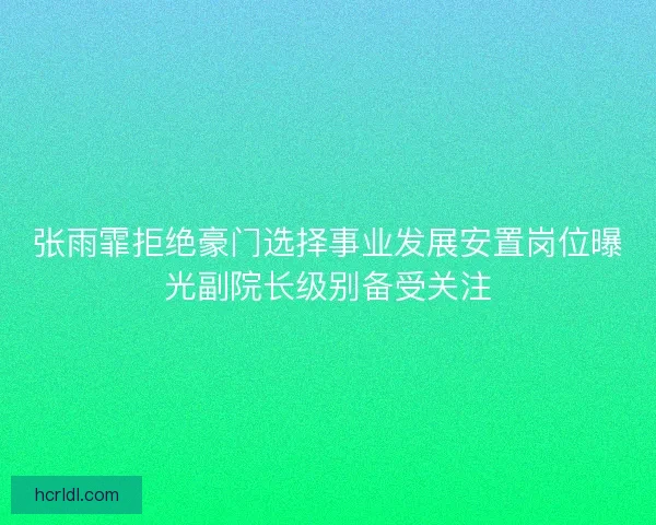 张雨霏拒绝豪门选择事业发展安置岗位曝光副院长级别备受关注